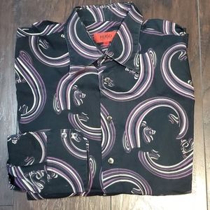 Hugo Boss Large Black w swirls Button up shirt #93
